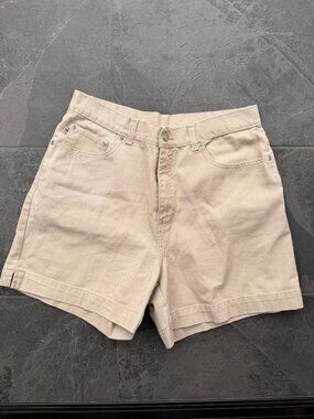 womens tan basic shorts high sierra made in nepal medium 30" high rise 10 12